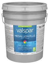 Valspar Medallion Plus 2300 028.0023004.008 Latex Paint, Acrylic Base, Satin Sheen, Clear Base, 5 gal, Plastic Pail